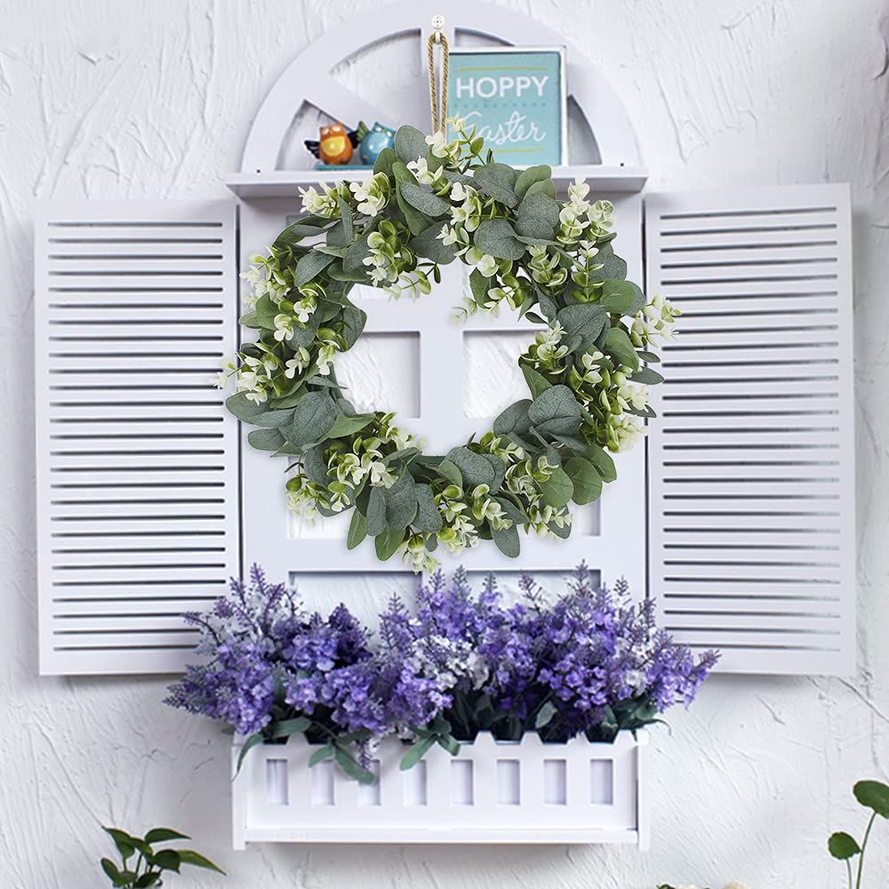 Green Leaf Wreath Spring Outdoor Decoration Ornaments for Front Door Wall Window Party Home Office St Patricks Day Easter Decor — image 2