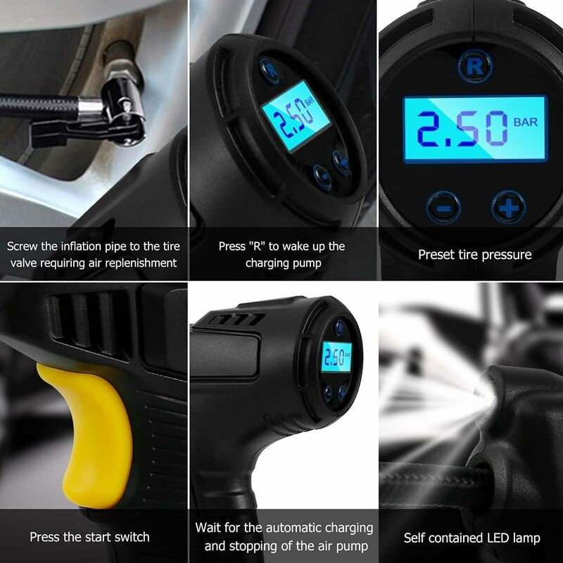 Portable 120W Cordless Tire Inflator with Digital Pressure Gauge - 2000mAh Battery, Compatible with Cars, Motorcycles, Bicycles — image 3