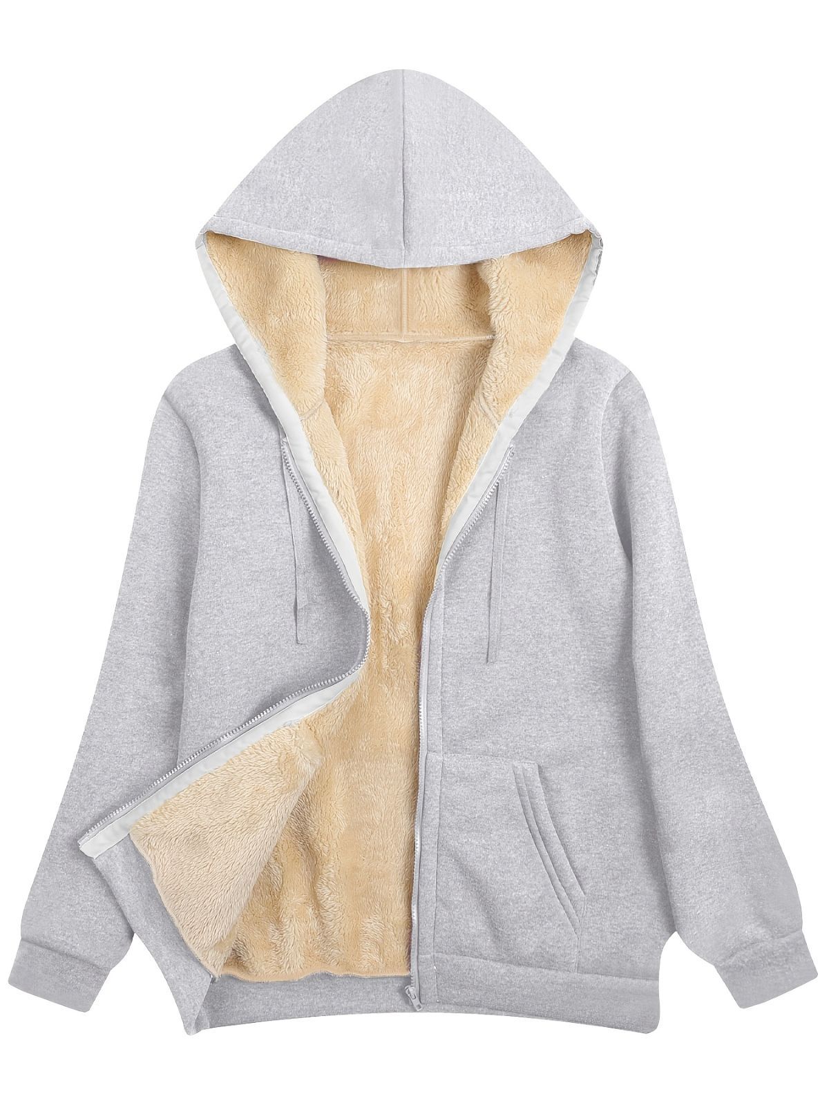 Fleece-Lined Hooded Jacket Women'S Winter Jacket Autumn Winter Coat Hooded - Khaki - Size M(AU M/EU48) — image 5