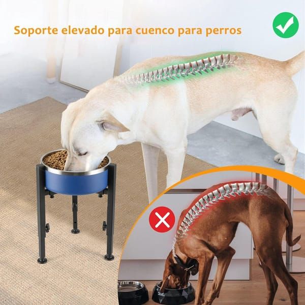 Elevated Dog Bowl Stand, Metal Raised Dog Feeder Holder, Adjustable Height Pet Bowl Stand for Small Medium Large Dogs, Black (Bowls Not Included) — image 3
