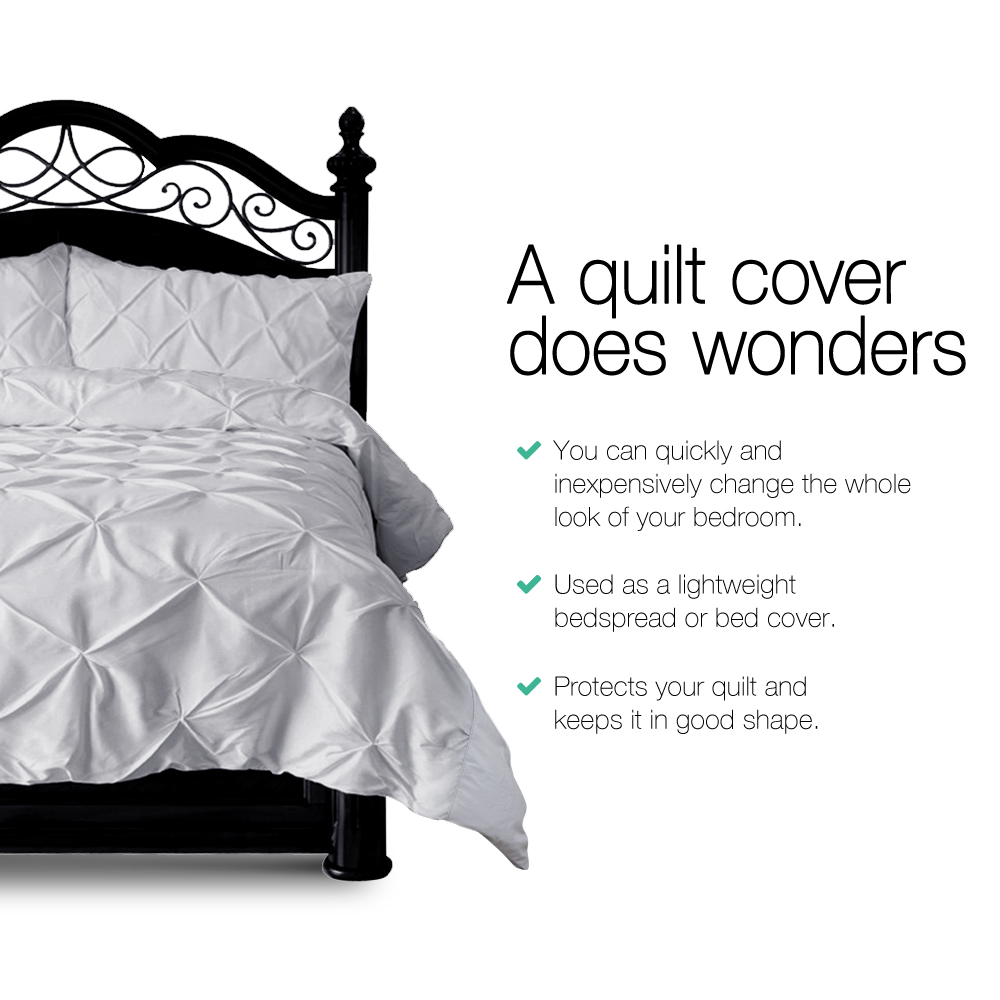 Giselle Bedding Quilt Cover Set Diamond Pinch Grey King โ image 3
