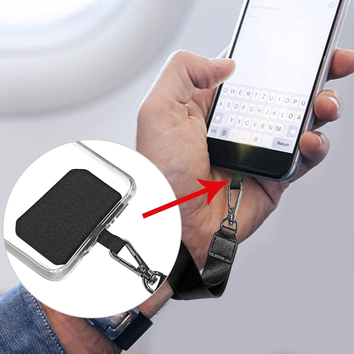5 Pack Phone Tether Tab Cell Phone lanyard pad, Universal Phone Tether Tab Phone Lanyard Replacement Part Compatible with Most Smartphones (Black) โ image 6