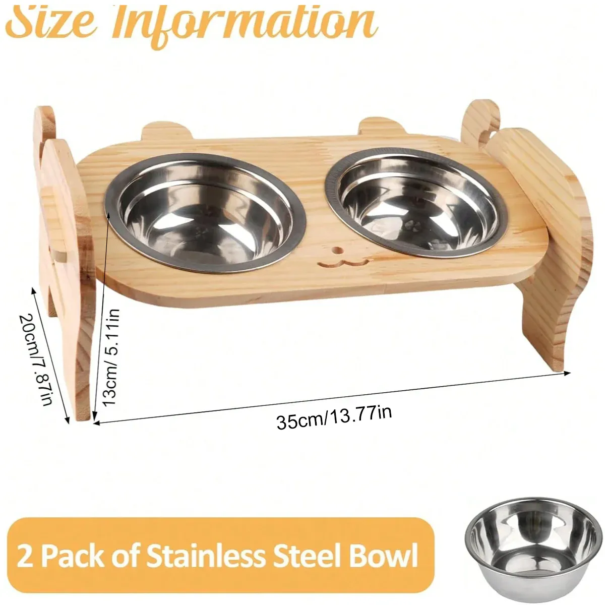 Pet Bowl Anti Tip Double Bowl Pet Food Water Bowl For Home Daily Use Easy Clean — image 3