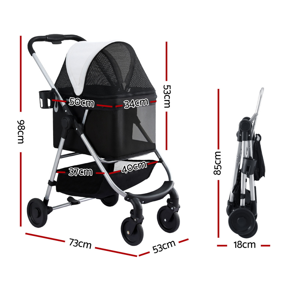 i.Pet Pet Stroller Pram Dog Cat Carrier Cage Large Travel Pushchair Foldable 4 Wheels — image 3
