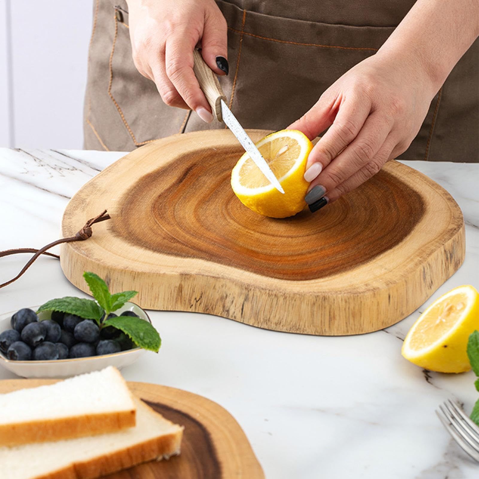 Acacia Wood Cutting Board - Rural Wood Cutting Board, Durable Cutting Board, Kitchen, Meat, Cheese, and Entertainment Tray,(Diameter 23-28CM) — image 3