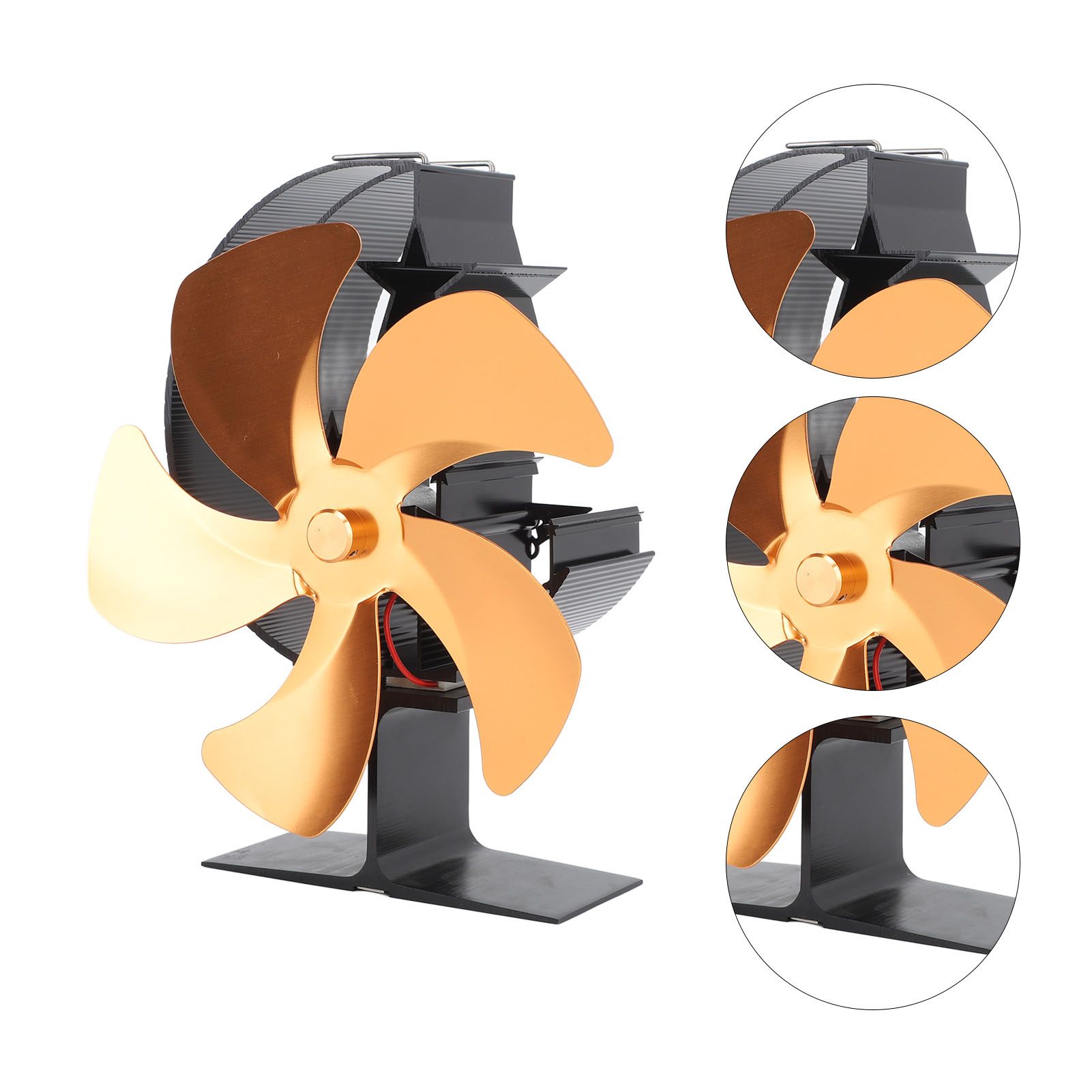 Wood Burner Fan 5 Blades Ultra Quiet Air Circulation Heating Energy Saving Heat Powered Fireplace Fan for Ice Fishing Camping Gold โ image 6