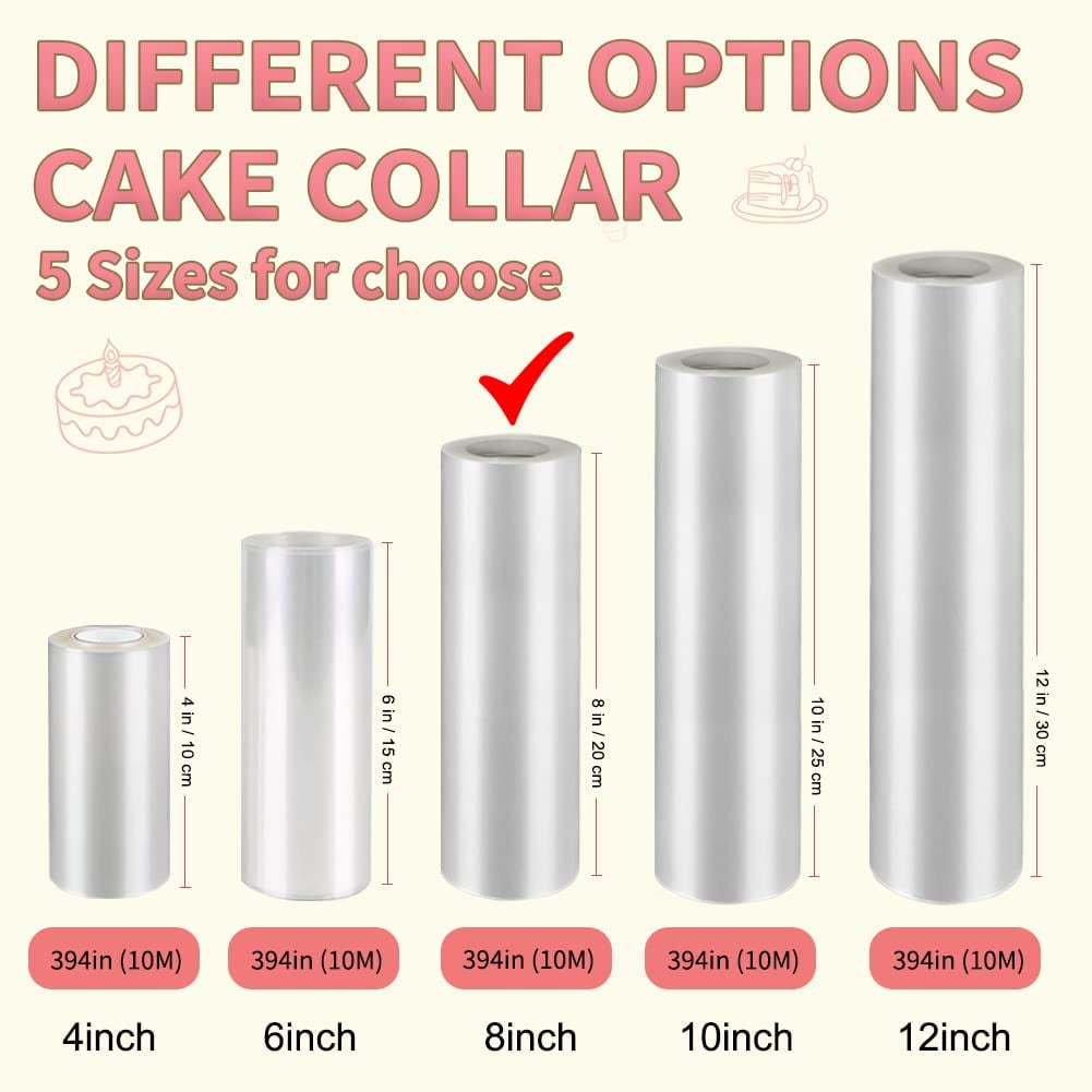 8 Inch Cake Collars, Clear Transparent Cake Acetate Sheet Roll, Cake Plastic Wrap, Cake Acetate Collar for Chocolate Mousse DIY Cake Wraping Decorating Shaker — image 2