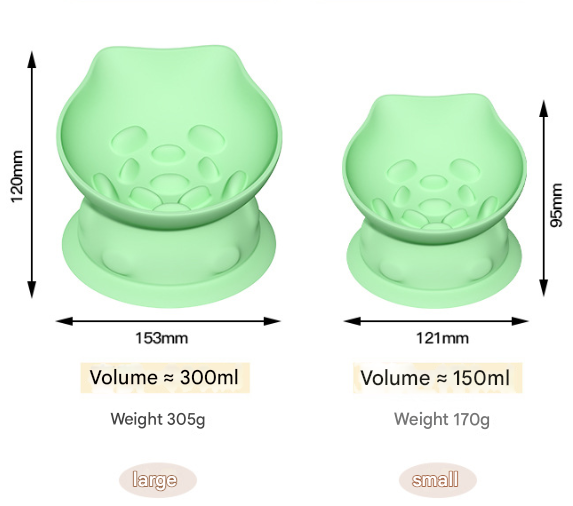 L Green 2-Piece Elevated Silicone Pet Bowl Set - Slanted Neck Protection Cat Bowl with Anti-Slip Suction Base for Cats and Small Dogs โ image 2