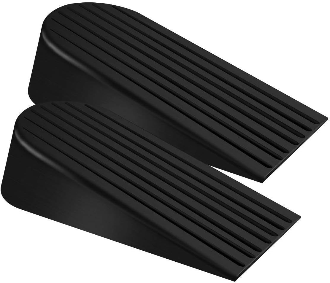 Big Door Stopper 2 Packs, Heavy Duty Wedge Rubber Door Stop Works on All Floor Surfaces, Non-Scratching Doorstops Special for Home Office School Heavy Door