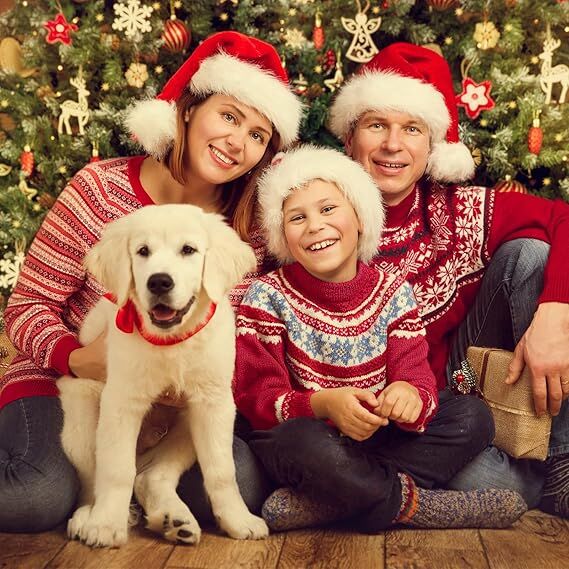 3Pack Christmas Santa Hats for Adults - Extra Thicken Velvet Santa Claus Hats for Women Men Fluffy Plush Xmas Hats Christmas Party Supplies New Year's Eve — image 2