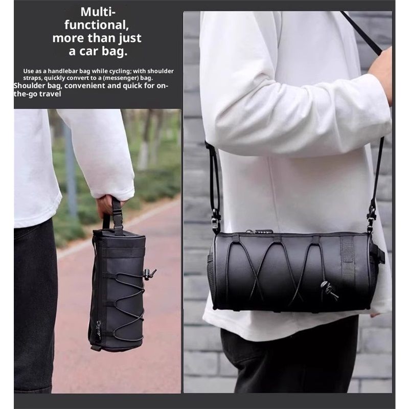 Bike Handlebar Bag Small Bicycle Handle Bar Bag Handy Front Bike Bags Handlebar Storage Pouch Pack with Shoulder Strap Little Mountain Road Bike Barrel Bag โ image 4