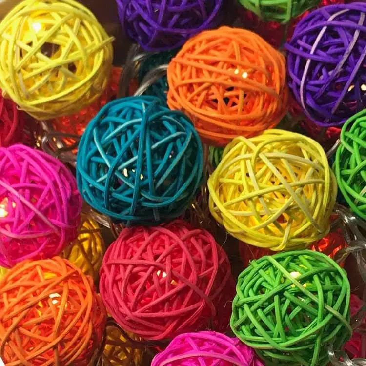 1 Set of Multi Coloured 5cm Rattan Cane 50 Ball Battery Powered LONG 5m String Lights Christmas Gift Home Wedding Party Bedroom Decoration Table โ image 6