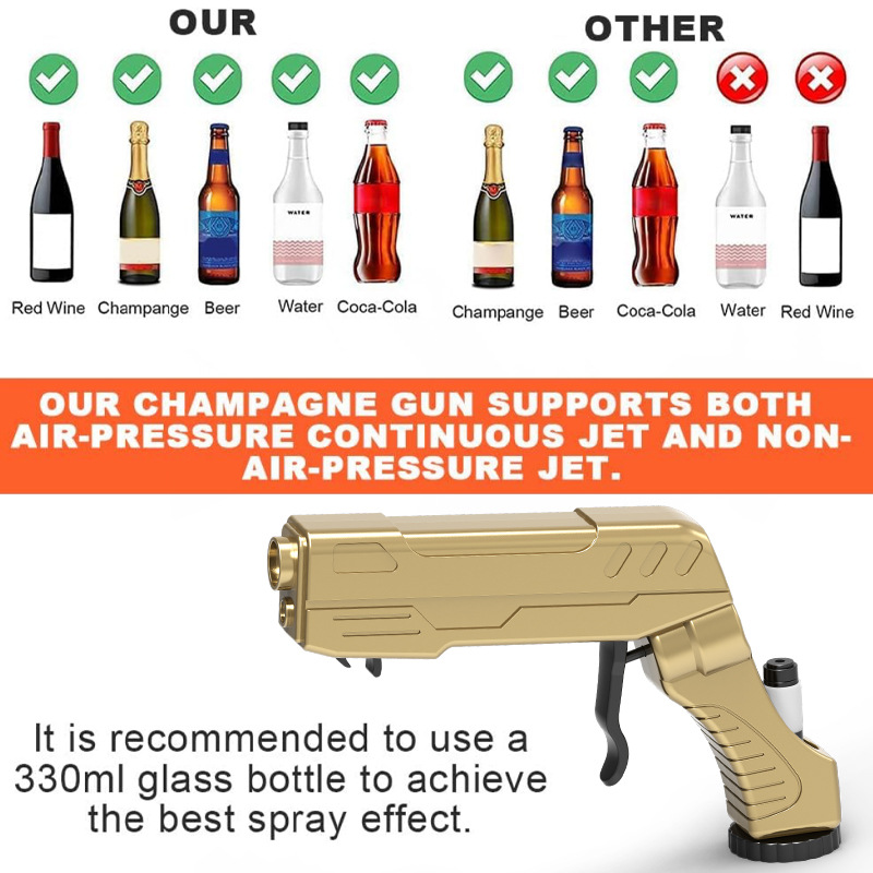 Gold Champagne & Beer Spray Gun - Ultimate Party Starter & Drink Dispenser with Bottle Opener — image 3