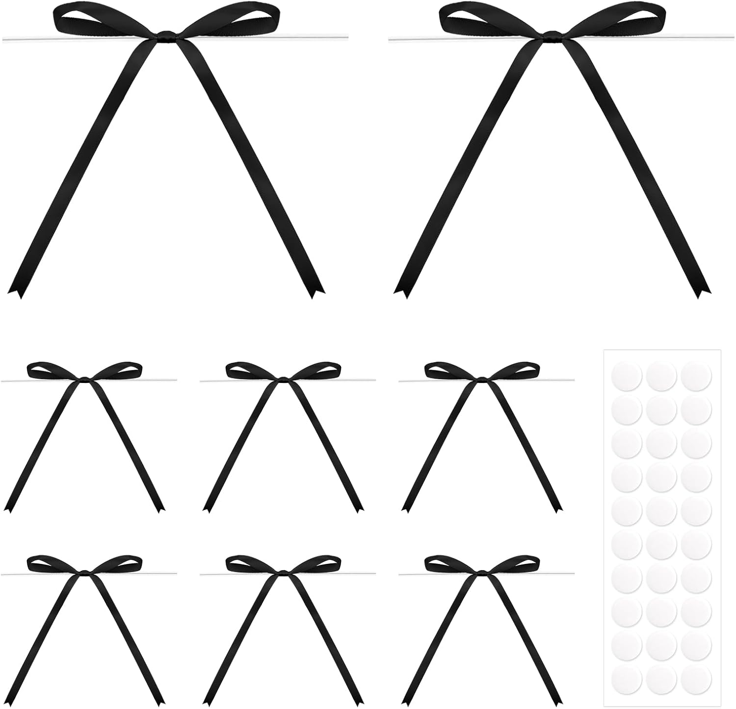 Twist Tie Bows 5 × 7Inch - 30Pcs Premade Black Gift Bow for Cake Gift Wrapping Balloon Craft Treat Bag Black Satin Ribbon Bows for Wedding Baby Shower Birthday