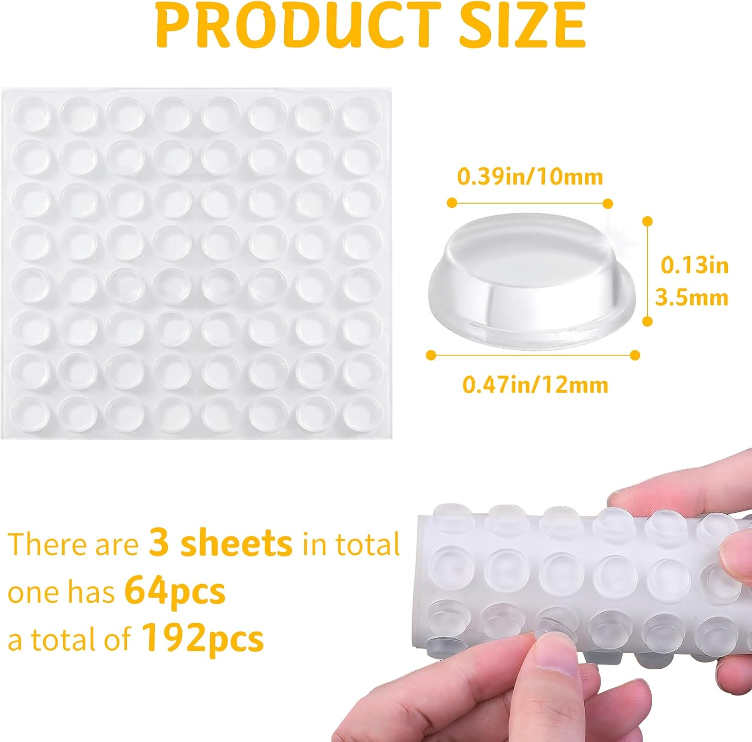 Cabinet Door Bumpers 192 Pcs Self Adhesive Sound Dampening Bumpers Pads, Clear Round Rubber Feet for Surface Protection and Furniture Noise Reduction, Drawers โ image 2