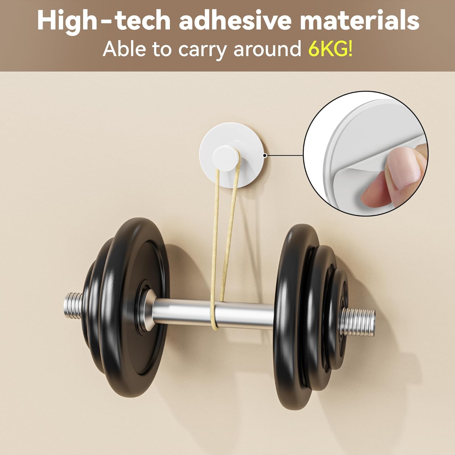 White Adhesive Wall Hook for Coat and Towel: Extra Sticky 12 LB (Max), Stainless Coat Rack Door Holder Hanger, Heavy Duty — image 2