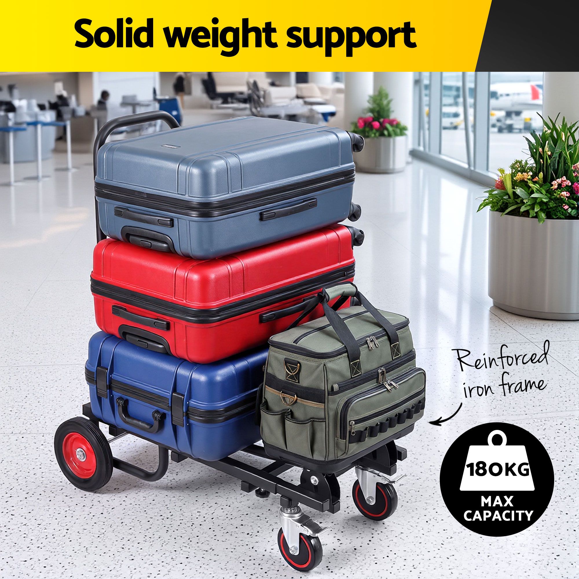 Giantz Foldable Hand Trolley Collapsible Transport Cart 180kg Load Black โ image 5