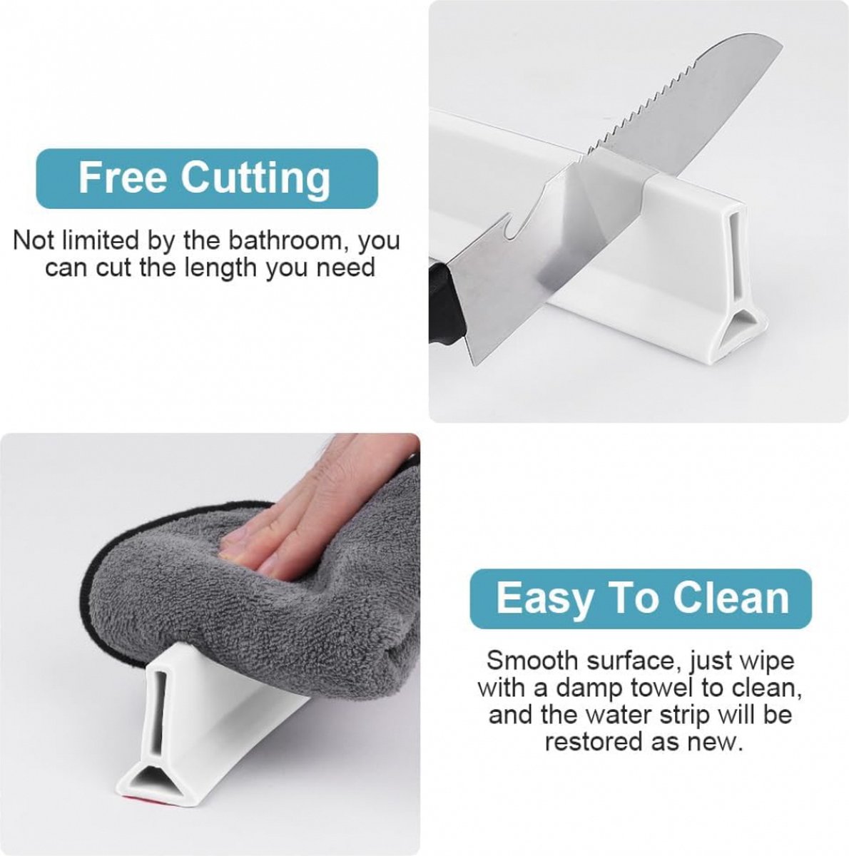 Shower Water Stopper - Self-Adhesive Shower Water Barrier - Shower Threshold - Water Threshold - 2 Meters - With Adhesive - Silicone - Sanitary Water Stopper — image 2