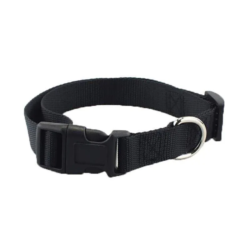 L Size Dog Puppy Pet Collar Adjustable Nylon Toy Large Pink Blue Red Black - Black