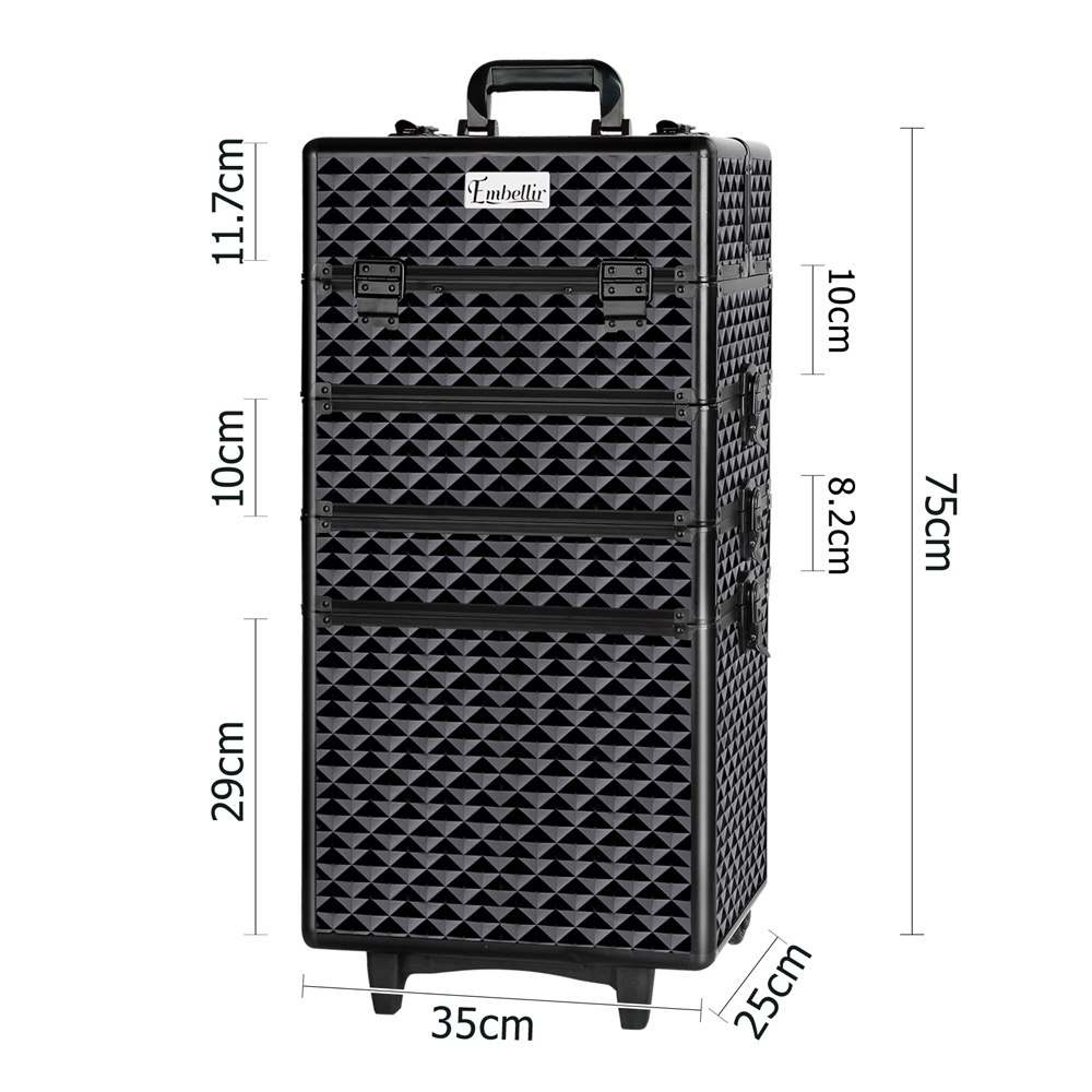 Embellir Makeup Case Beauty Trolley Cosmetic Organiser Box Travel Wheels Diamond โ image 2