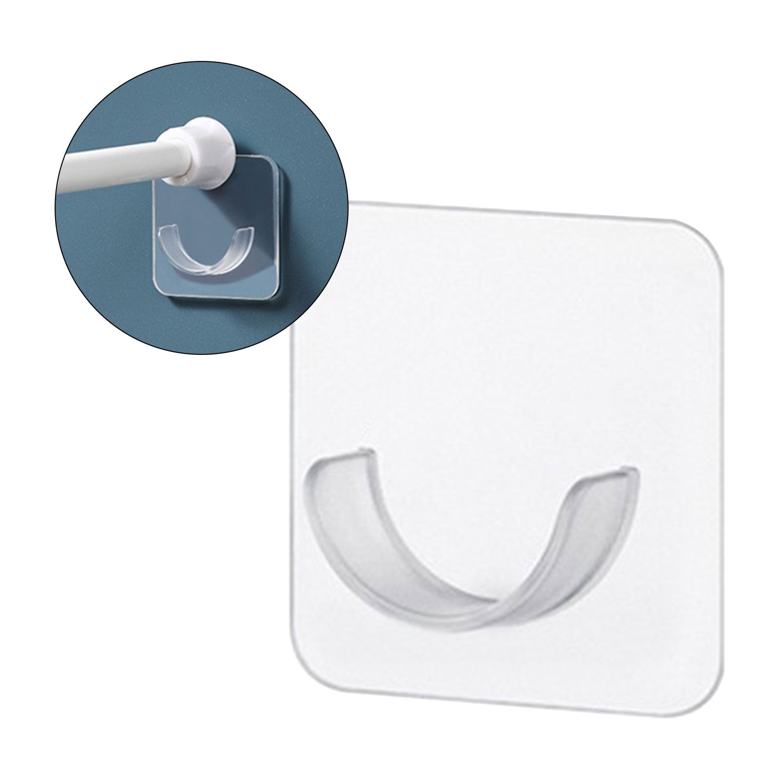 2 Pack Adhesive Shower Rod Holders, Clear No Drill Wall Mount Brackets for Shower Curtain Rods, Waterproof and Strong — image 4
