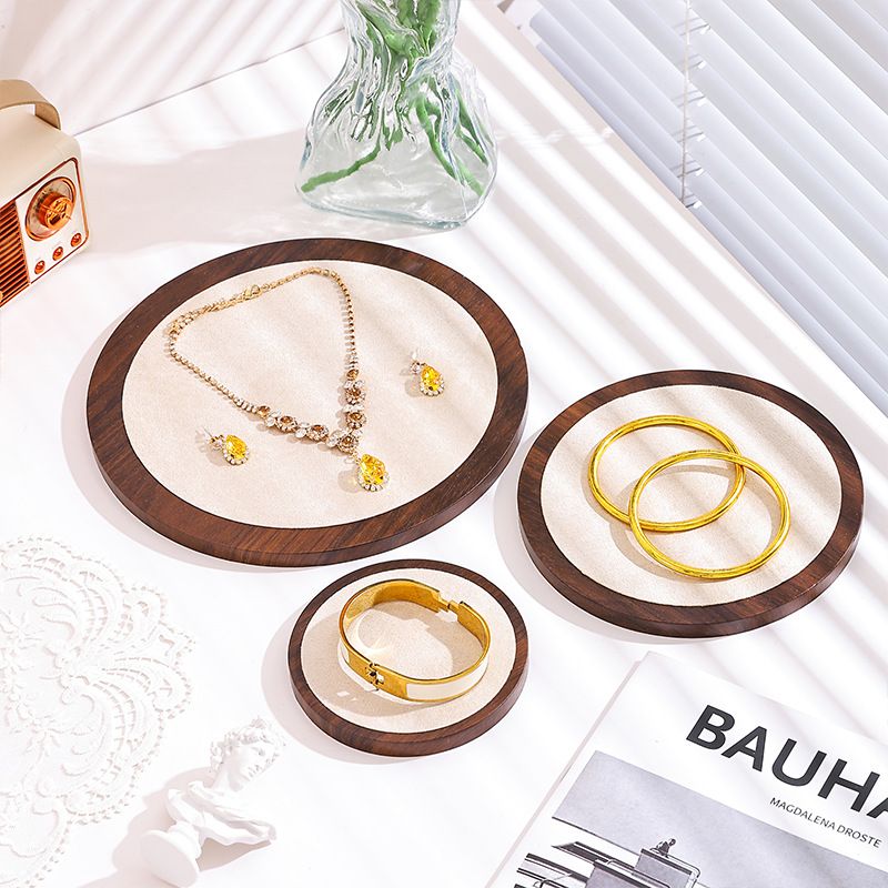 Wooden Jewelry Display Set of 3, Jewelry Storage Tray & Display Stand, Photography Background Prop for Earrings Necklaces Bracelets