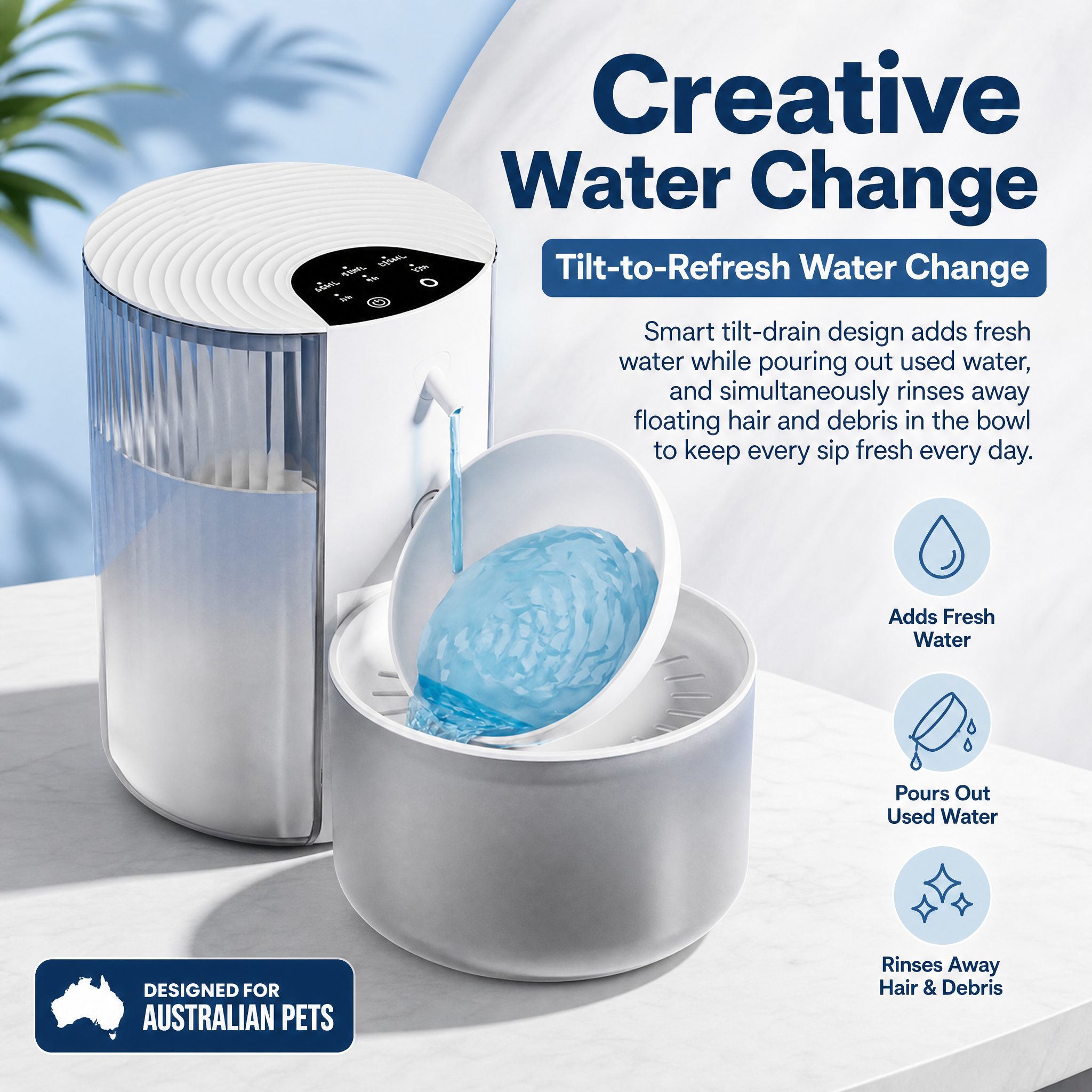 Cream White Smart Pet Water Dispenser 3L Cordless Cat Water Fountain No Filter Required, Rechargeable Wireless Pet Drinking Fountain with Clean & Waste Water โ image 3