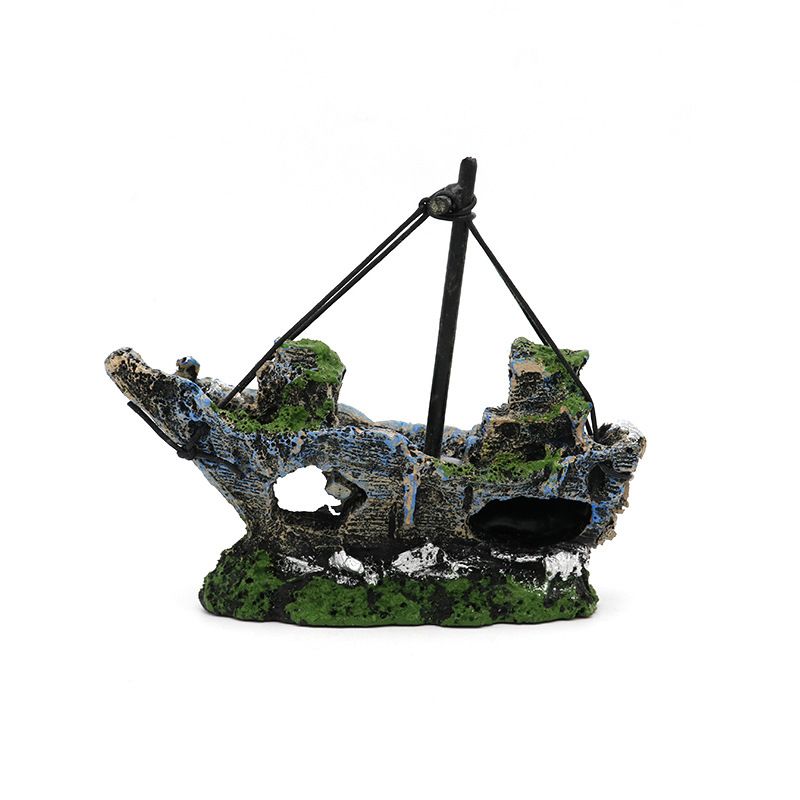 Aquarium Decoration, Fish Tank Ornaments Shipwreck Decor Sunken Ship for Freshwater Saltwater Tanks Pirate ship — image 3
