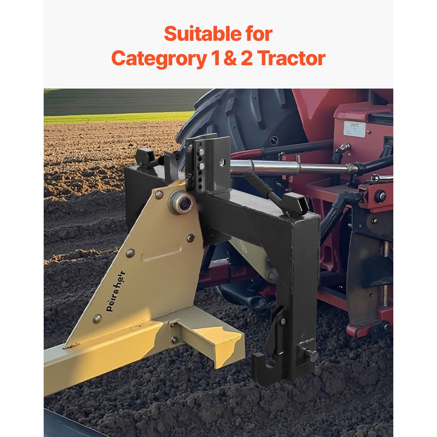 3-Point Quick Hitch with 2 in Receiver, 3000 Lbs Lift Capacity, 3-Pt Hitch with 5 Level Adjustable Bolt, Adaptation to Category 1 & 2 Tractor, Heavy Duty 3 — image 6