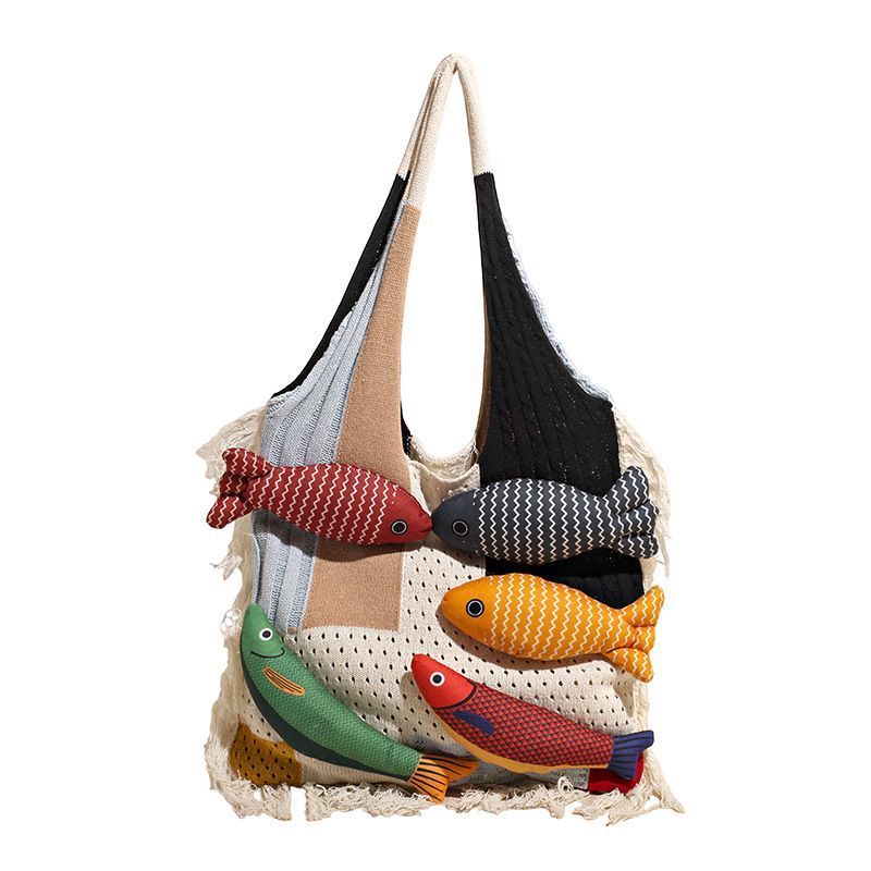 White Spliced Hand Tote Bag