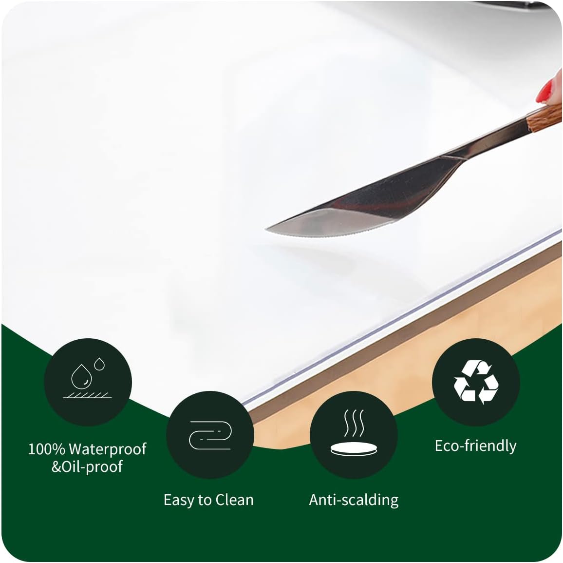 Upgraded 12x24 Inch Clear Plastic Dining Table Cover Protector PVC Vinyl Heat Resistant Tablecloth for Wood Furniture Coffee Bed Sofa Side Corner Table Top — image 4