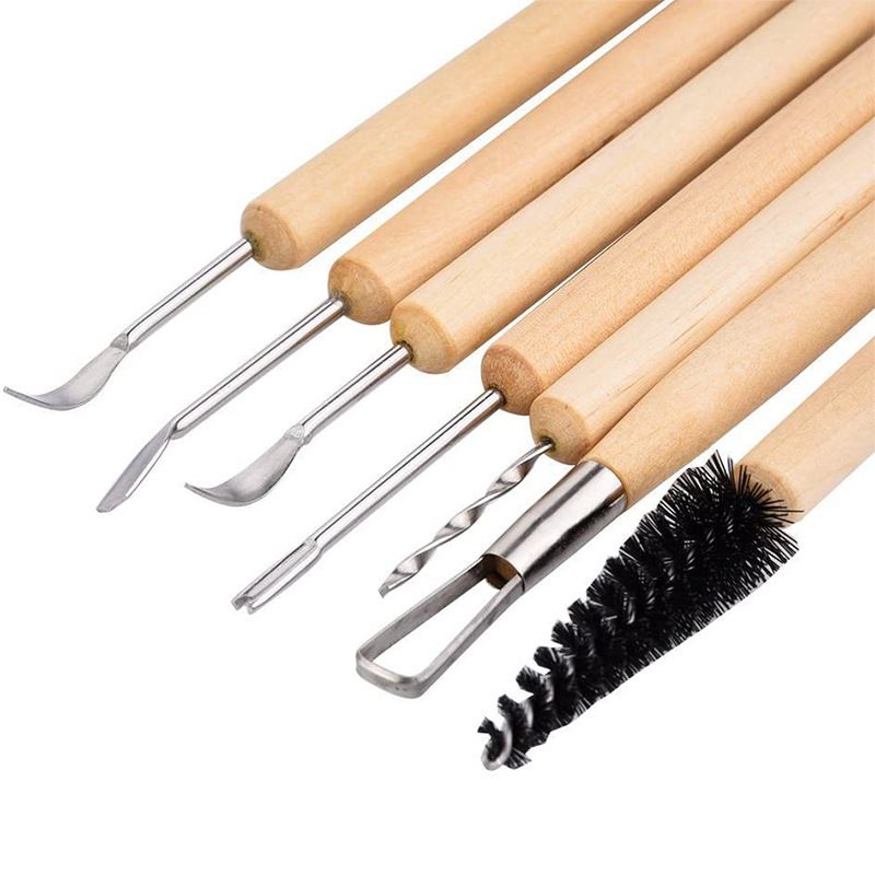 11 Pcs Pottery Clay Sculpting Tools, Double-Sided, Ceramics Tools Smooth Wooden Handles for Trimming, Embossing Pattern — image 2