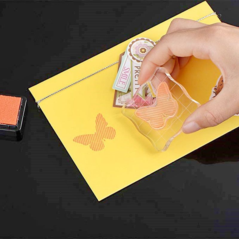 3 Pieces Stamp Blocks with Grid and Grip,Acrylic Clear Stamping Blocks Set Essential Stamping Tools for Scrapbooking Crafts Making — image 3