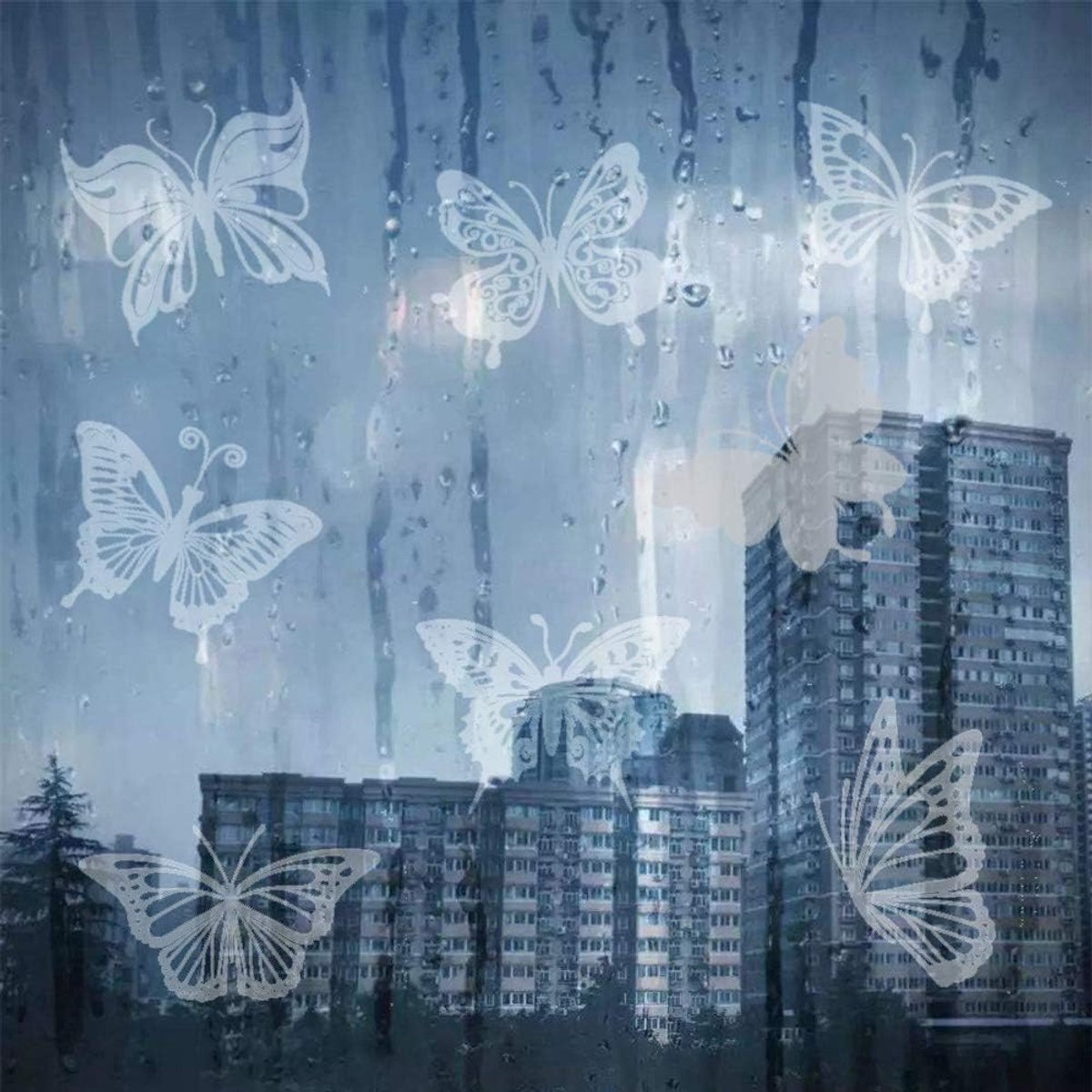36 pieces - Anti-Collision Stickers - butterfly stickers - with anti-collision warning - transparent window stickers - prevention of collisions with people and — image 3