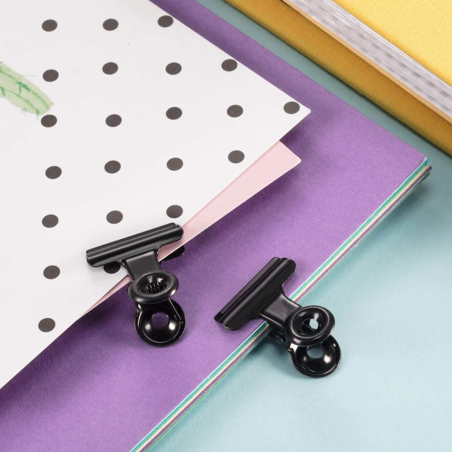 10 Pack Metal Clips Hinge Clips 1 Inch Small Bull Clips for Picture Crafts Office Home Supplies(Black) — image 3