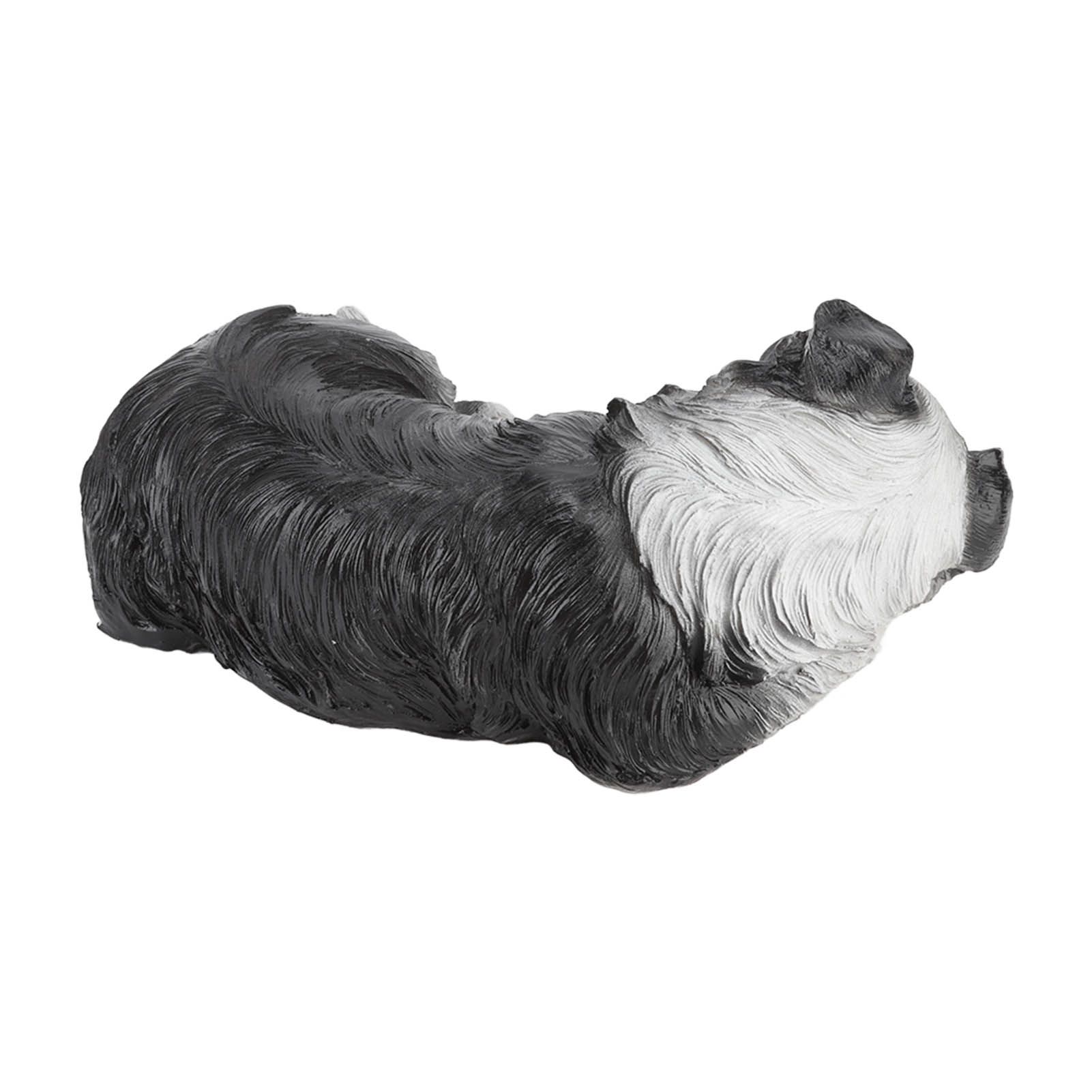Puppy Statues Sculptures Synthetic Resin Waterproof Border Collie Statue Ornament for Garden Outdoor — image 4