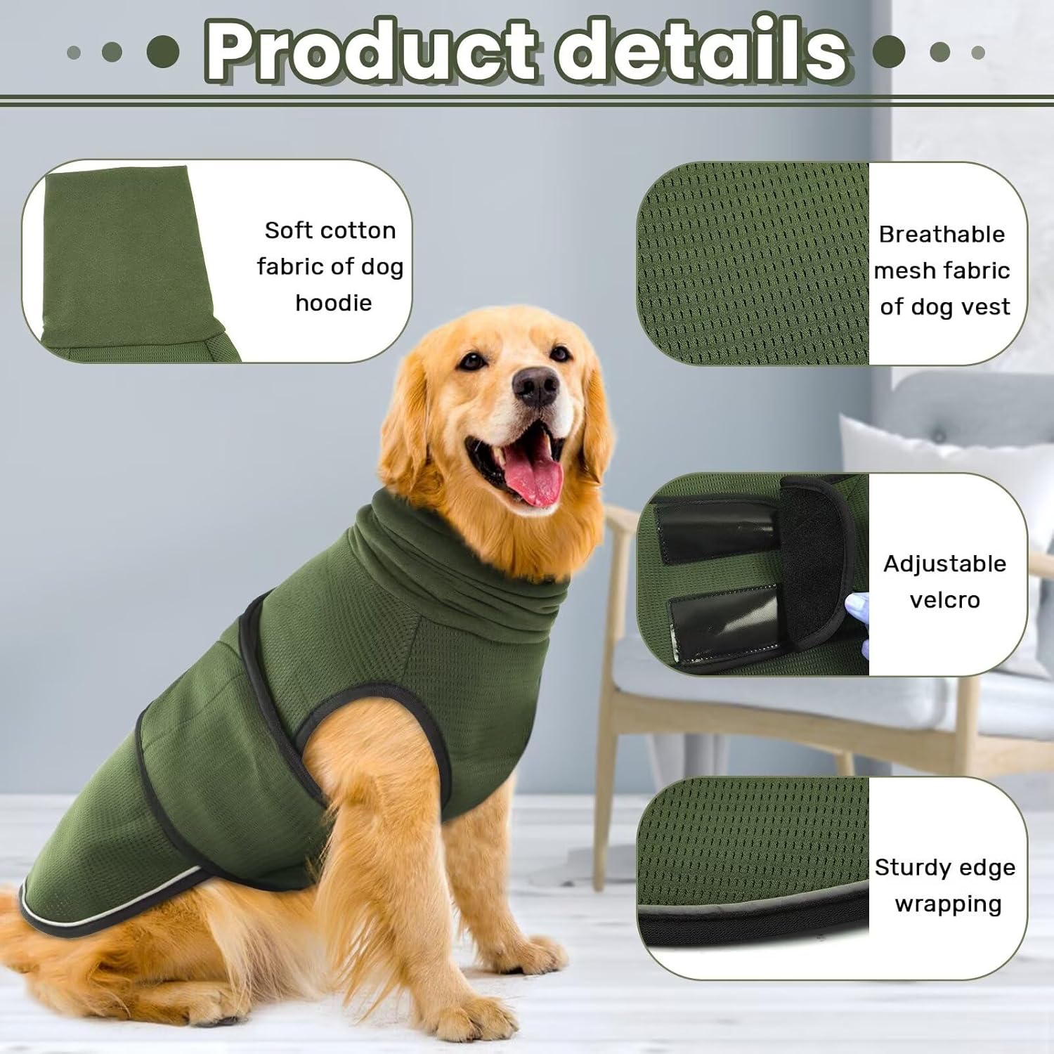 Winter Dog Coat - Soft Adjustable Bodywarmer - Warm - Size M - Military Green — image 4