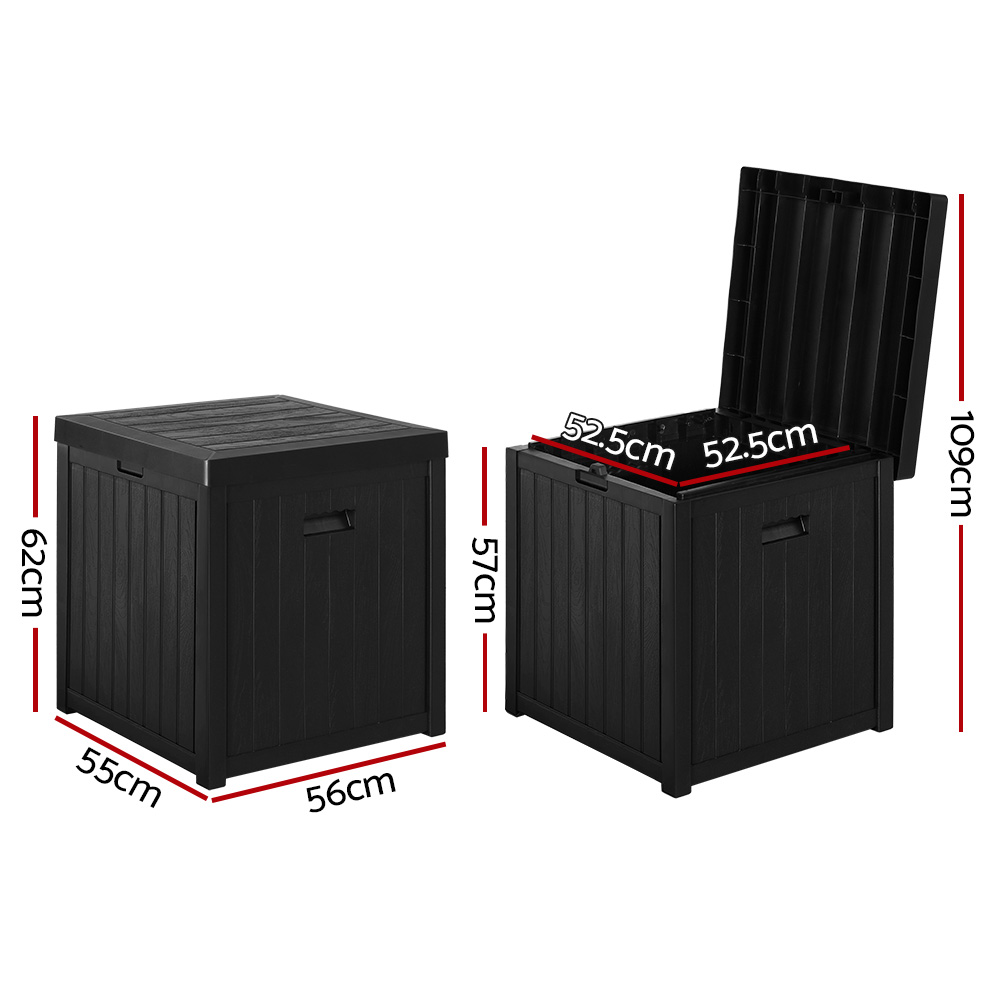 Gardeon Outdoor Storage Box 195L Organiser Garden Bench Deck Toy Shed Tool Black โ image 2