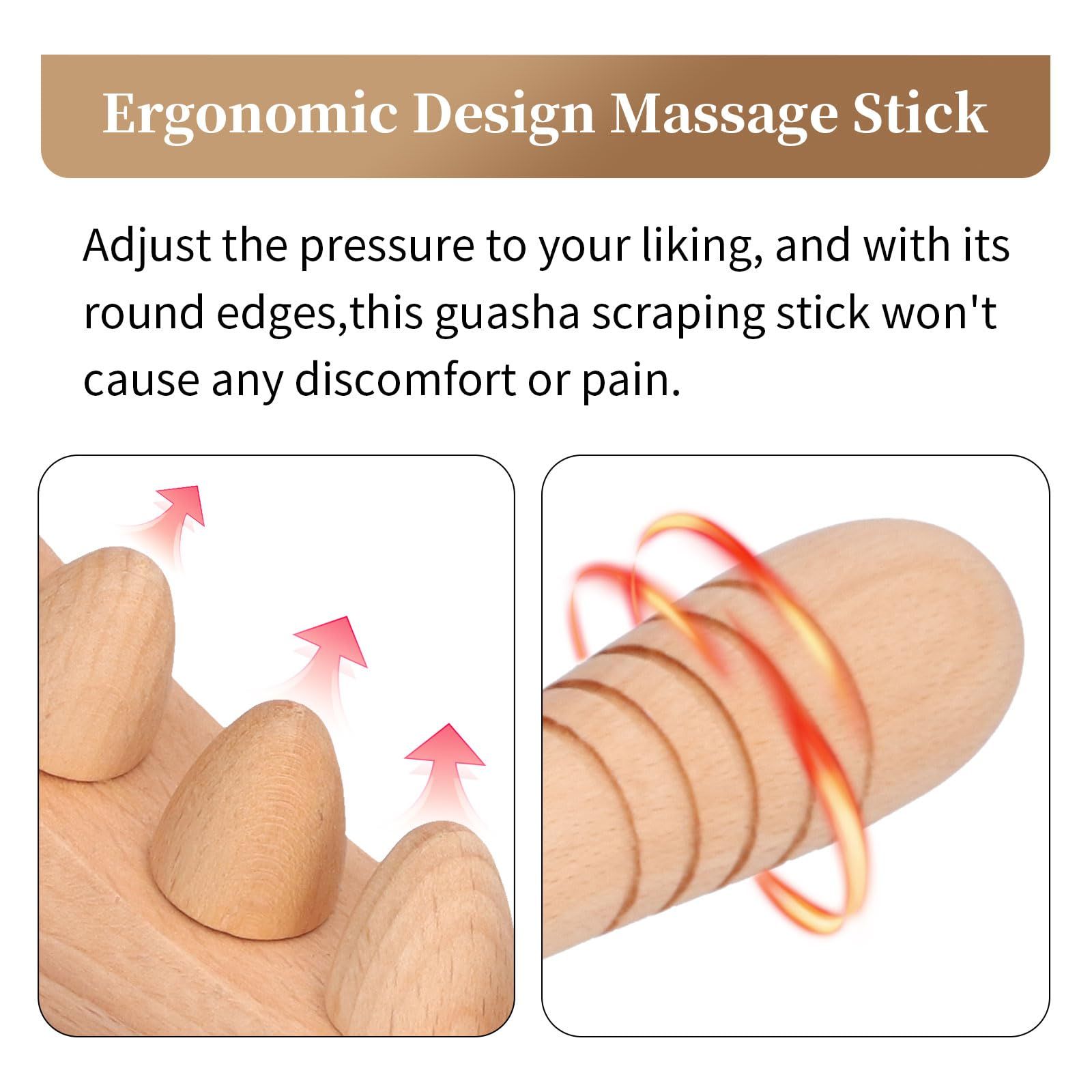 Natural Wooden Massage Tool,Portable Guasha Stick Wooden Scrapping Tool, Home SPA Supplies for Body Massage, Acupressure — image 3