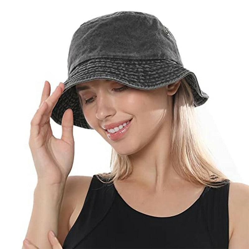 Unisex Men Women Washed Cotton Outdoor Camping Sports Bucket Hats Fisherman Hat - White โ image 6