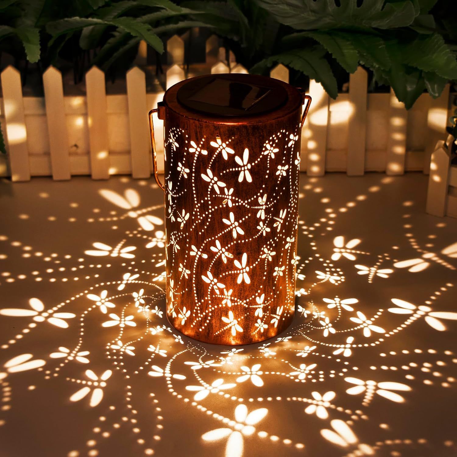 Birthday Gifts for Women Mom Grandma Ladies Solar Lanterns Outdoor Hanging Dragonfly Hollowed-Out Metal Waterproof LED Garden Decor Outside for Patio Yard
