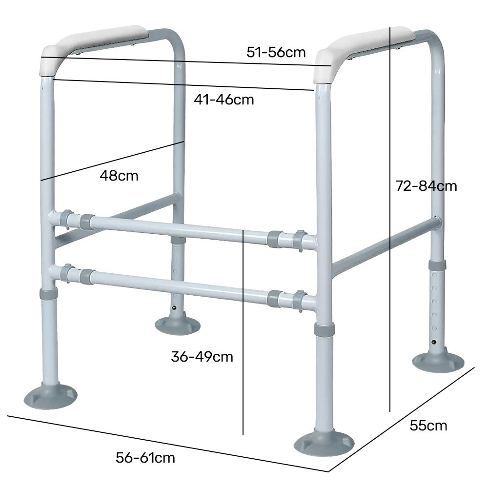 Equipmed Over Toilet Support Frame Safety Grab Aid Rail, 125kg Capacity, Adjustable Height and Width — image 5