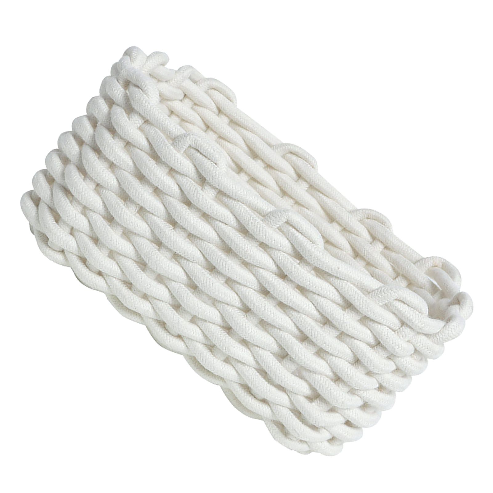Cotton Rope Storage Basket Hand Knitting Nordic Style Desktop Storage Organizer for Key Snacks Underwear White 30x22x14cm/11.8x8.7x5.5in โ image 3