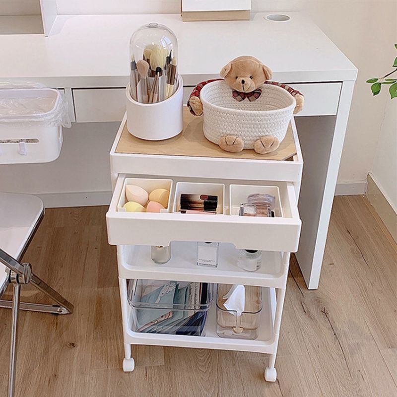 Rolling Cart Large Capacity Eco Friendly PP MDF Sturdy Construction Space Saving Utility Cart For Beauty Salon Dormitory 3 Tier, with Cover and Wheel โ image 4