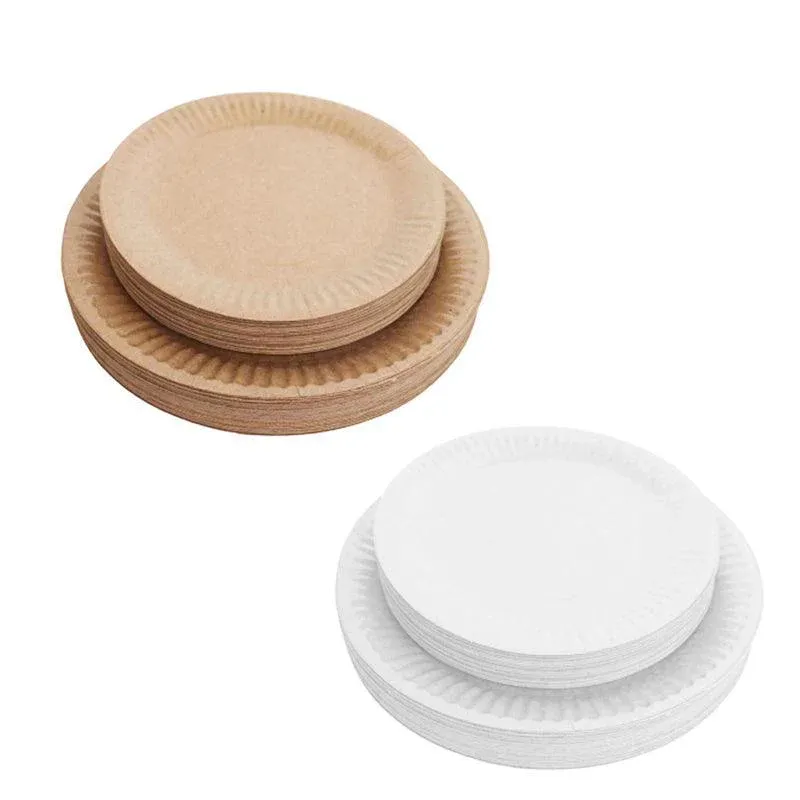 Disposable Brown Paper Plates Dinner Dessert Party Plate Bulk Buyau โ image 2