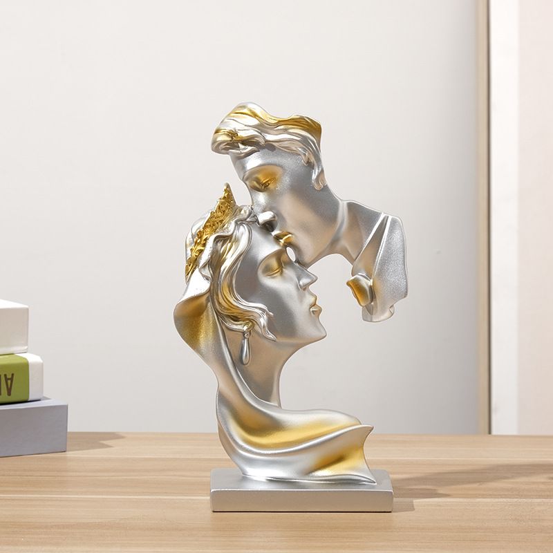 Couples Kiss Sculpture,Abstract Art Couple Sculpture Home Furnishing Resin Statue Modern Home Resin Sculptures Decorative Objects โ image 3