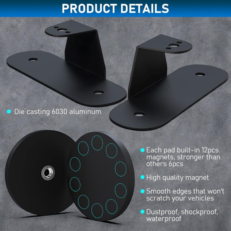 Magnetic Base LED Strip Mounting Bracket, Strong Suction Cup Holder For Straight Curved Side LED Strip Mounting, 2 โ image 2