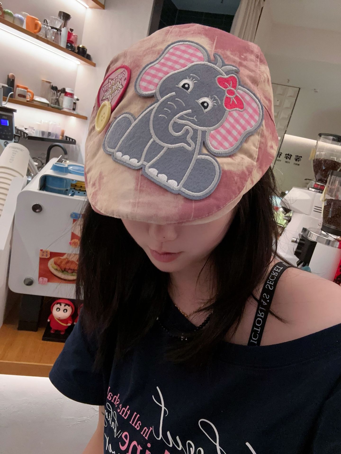 Cute Elephant Applique Beret Hat - Soft Fabric, Adjustable Fit, Retro Newsboy Cap(khaki) โ image 4