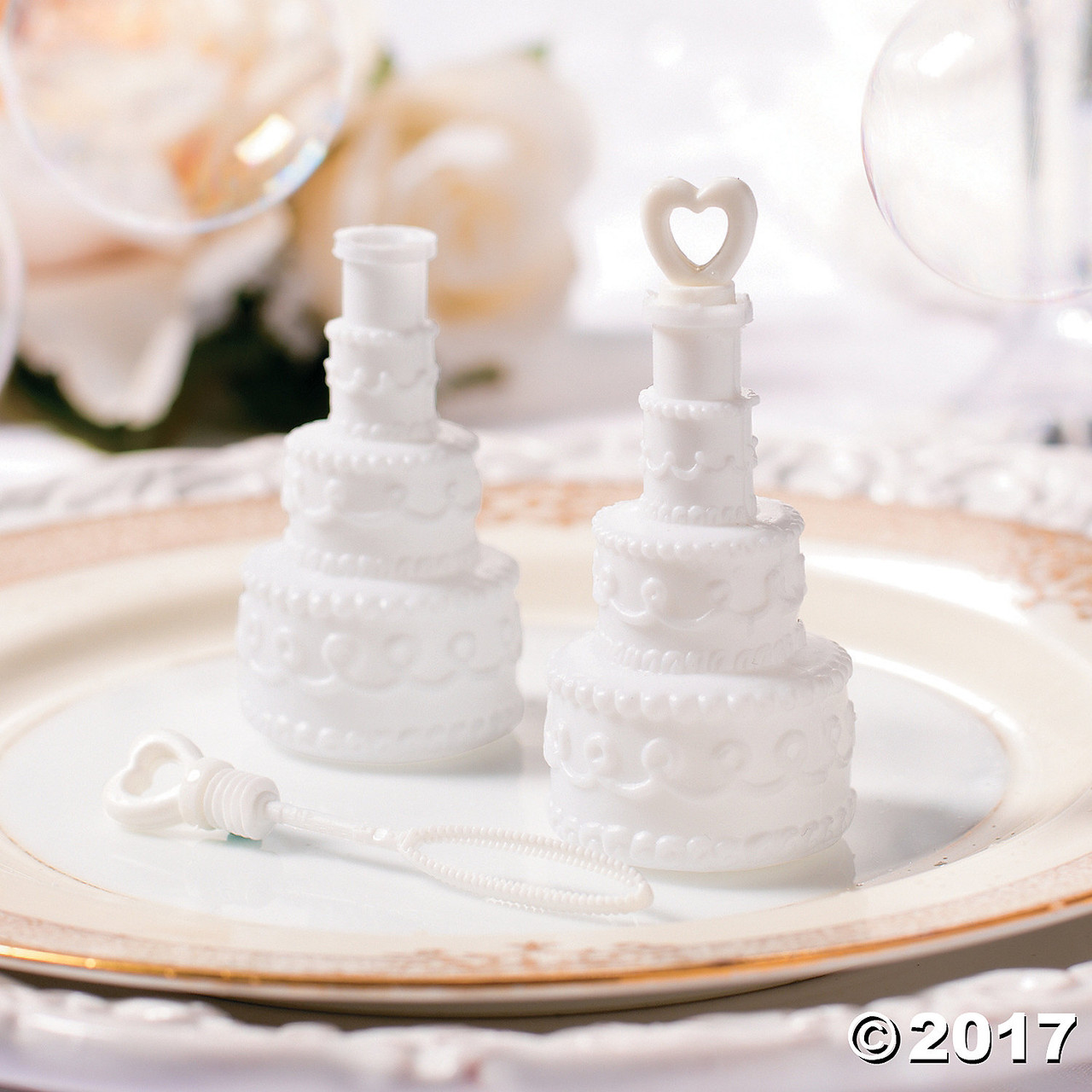 100 Pack Wedding Cake Blow Bubble Bottles White Plastic 6cm High Bomboniere Favour Guest Gift — image 2