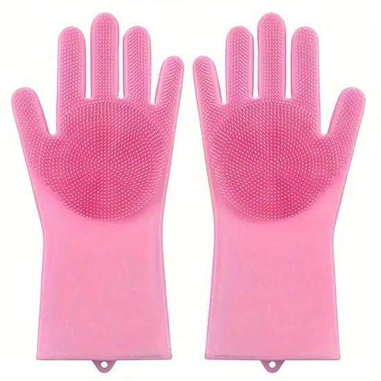 Dishwashing gloves - silicone gloves - dishwashing - kitchen gloves - rubber dishwashing gloves - frost-resistant gloves - pink